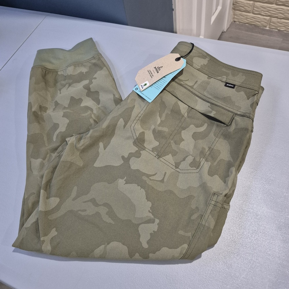 Prana Pants Womens 14 Green Camo Halle II Jogger Cargo Performance Stretch New